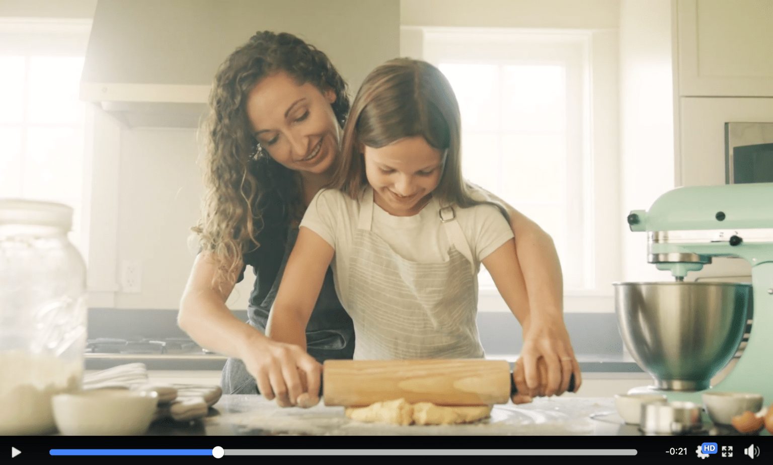 mom baking with daughter